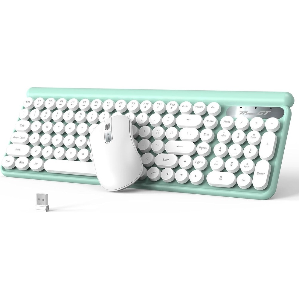 RaceGT LT400 2.4GHz Wireless Retro Keyboard Mouse Combo Cyan USB